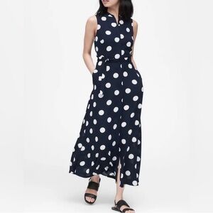 Banana Republic navy dress with white polka dots,EUC size 4